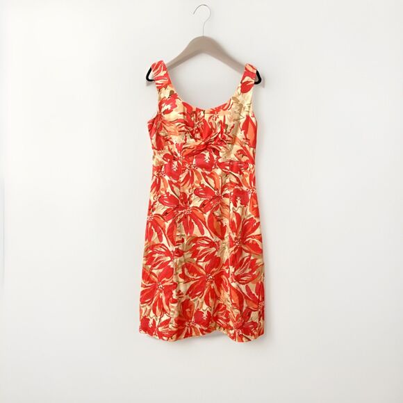 Coldwater Creek Dresses & Skirts - Dress-Coldwater Creek Vibrant Floral Midi Dress-Orange Flowers-Sleeveless Sz 14